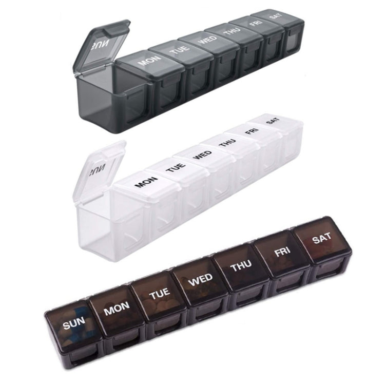 2 PCS Large-capacity 7-compartment Travel Sub-packed Sealed Medicine Box(Transparent)