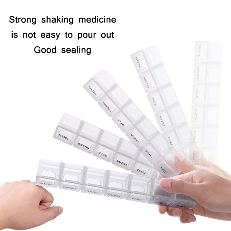 2 PCS Large-capacity 7-compartment Travel Sub-packed Sealed Medicine Box(Transparent)