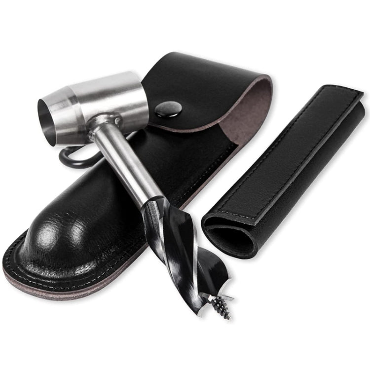 Woodworking Hand Drill Outdoor Survival Drill Hand Screw Drill With Cowhide Case (Black)
