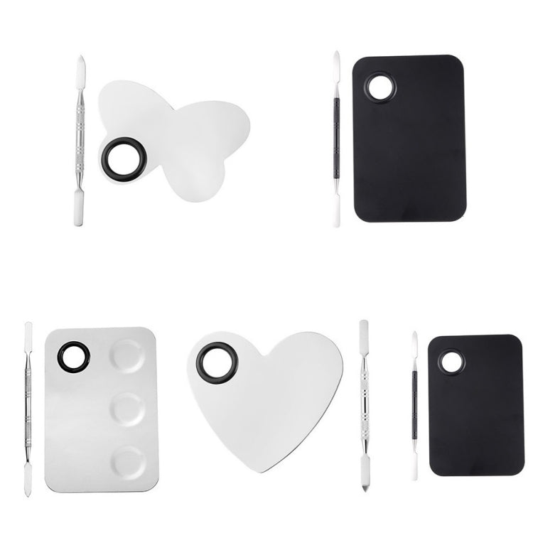 3 PCS Stainless Steel Nail Makeup Palette With Toning Stick, Specification: Black Small
