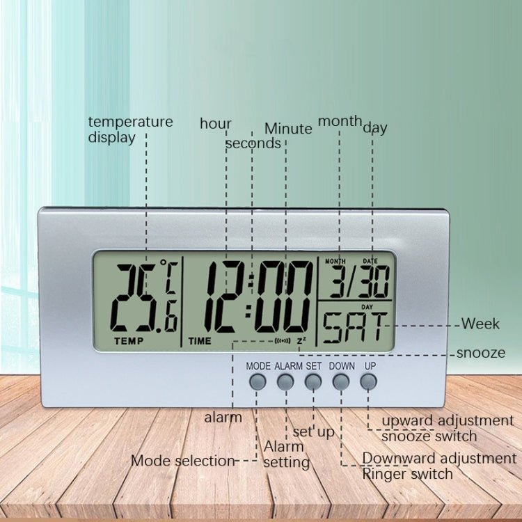 Mini Bed Desk Smart Alarm Calendar Temperature Digital Clock(Silver+Black)