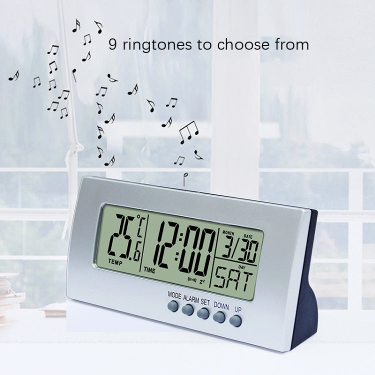 Mini Bed Desk Smart Alarm Calendar Temperature Digital Clock(Silver+Black)