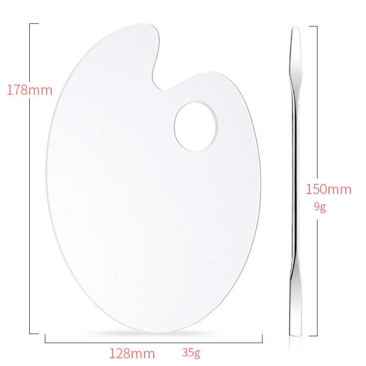 5 PCS Acrylic Makeups Manicure Transparent Palette With Color Stick, Specification: Elliptical Plate+Stick