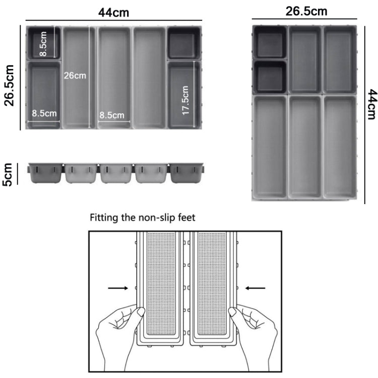 7PCS/Set Drawer Cutlery Tool Storage Combination Box(Gray)