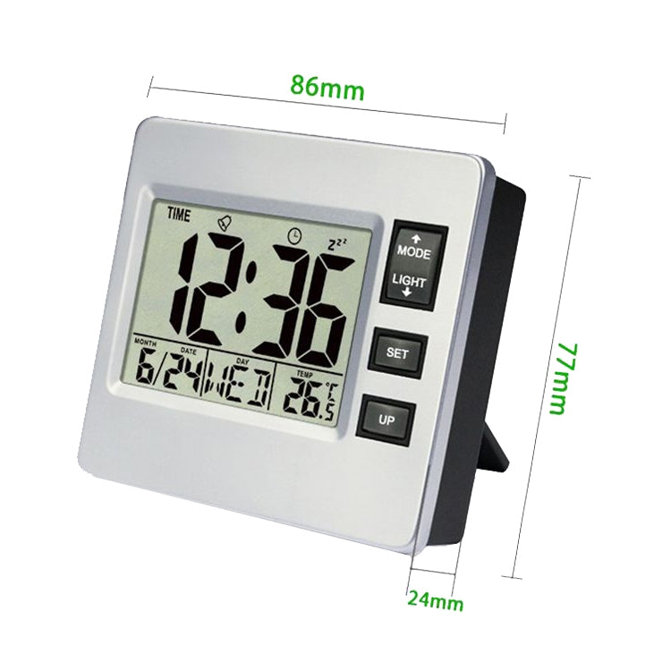 Digital Night Light Bed Electronic Alarm Clock Mute Mini Clock(Silver+Black)