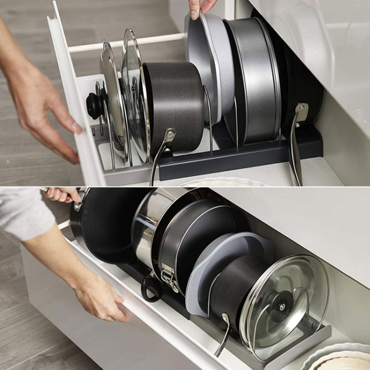 Kitchen Utensils Pot Drain Storage Rack(Grey)