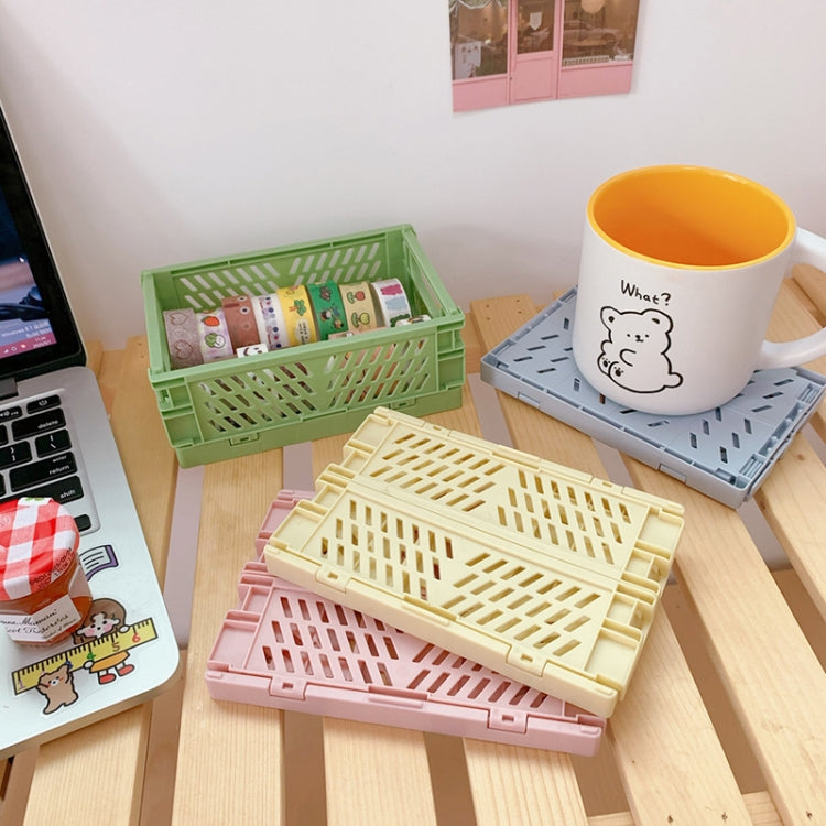 3 PCS Student Desktop Organizer Folding Plastic Storage Box, Size: Large (Light Pink)