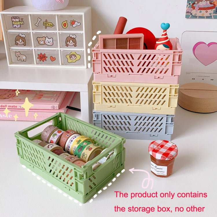 3 PCS Student Desktop Organizer Folding Plastic Storage Box, Size: Large (Light Pink)
