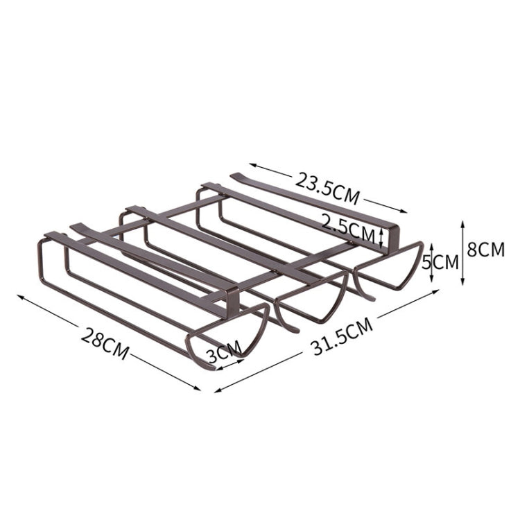Free Punch Cabinet Wrought Iron Wine Glass Holder Upside Down Rack,Style:  Three-row