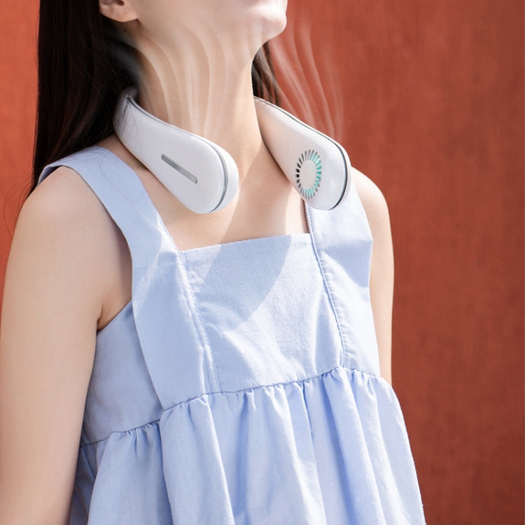 G9 Outdoor Sports Portable USB Mini Leafless Hanging Neck Fan(White)