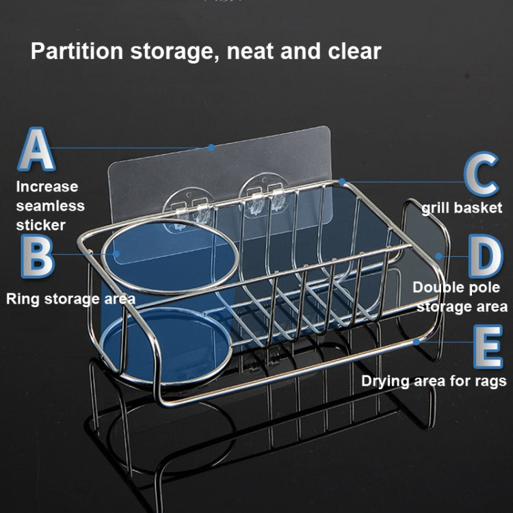 Sink Stainless Steel Drain Rack Wall-mounted Sponge Rag Soap Rack