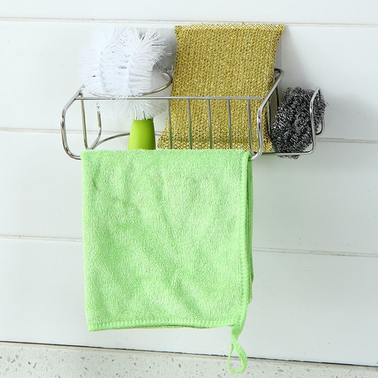 Sink Stainless Steel Drain Rack Wall-mounted Sponge Rag Soap Rack