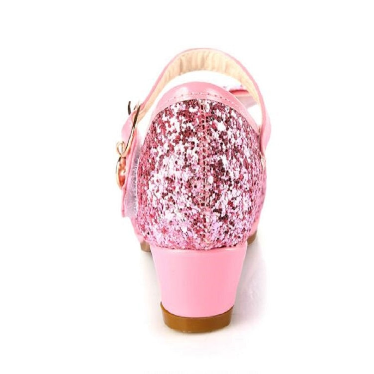 Girls Shoes Casual Flash Bow Leather Shoes, Size:37(Blue)