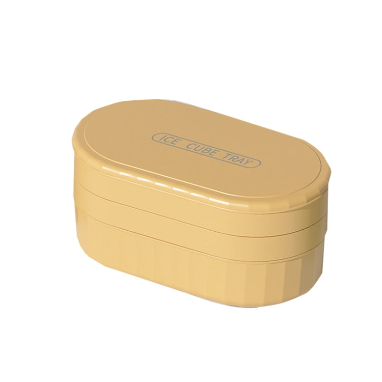 2 PCS Food Grade Silicone Dust-proof and Odor-proof Ice Cube Mold, Style: 2 Layer (Vitality Yellow)