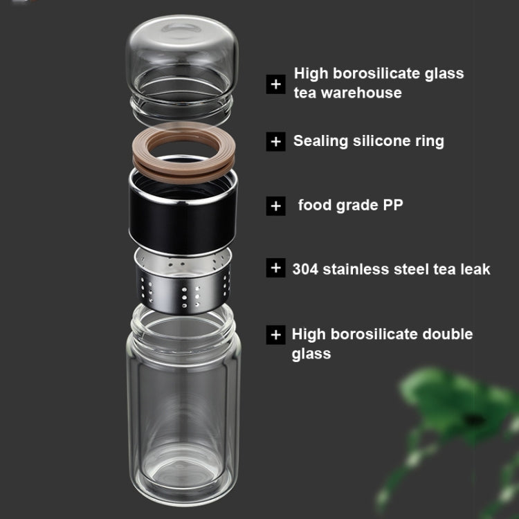 400ml Tea Water Separation Tea Cup Double Layer Glass Cup Business Office Water Cup