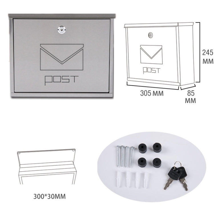 2210WH Outdoor Villa Wall Mounted Stainless Steel Mail Box With Lock