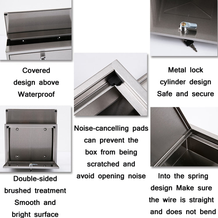 2210WH Outdoor Villa Wall Mounted Stainless Steel Mail Box With Lock