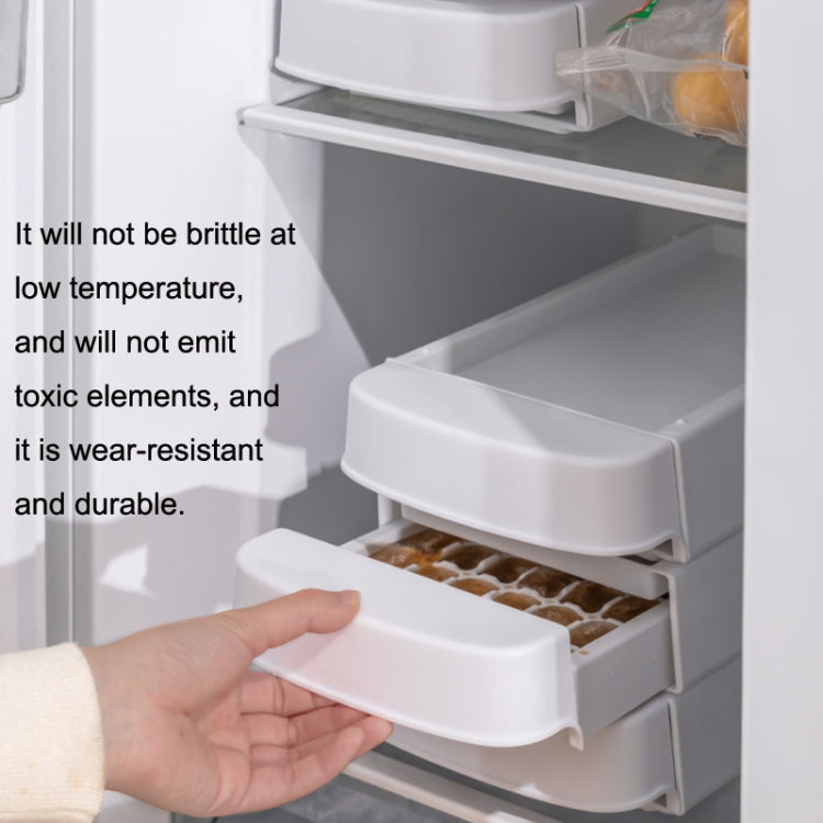 2 PCS Home Drawer Plastic Ice Tray Mould Refrigerator Ice Box(White)