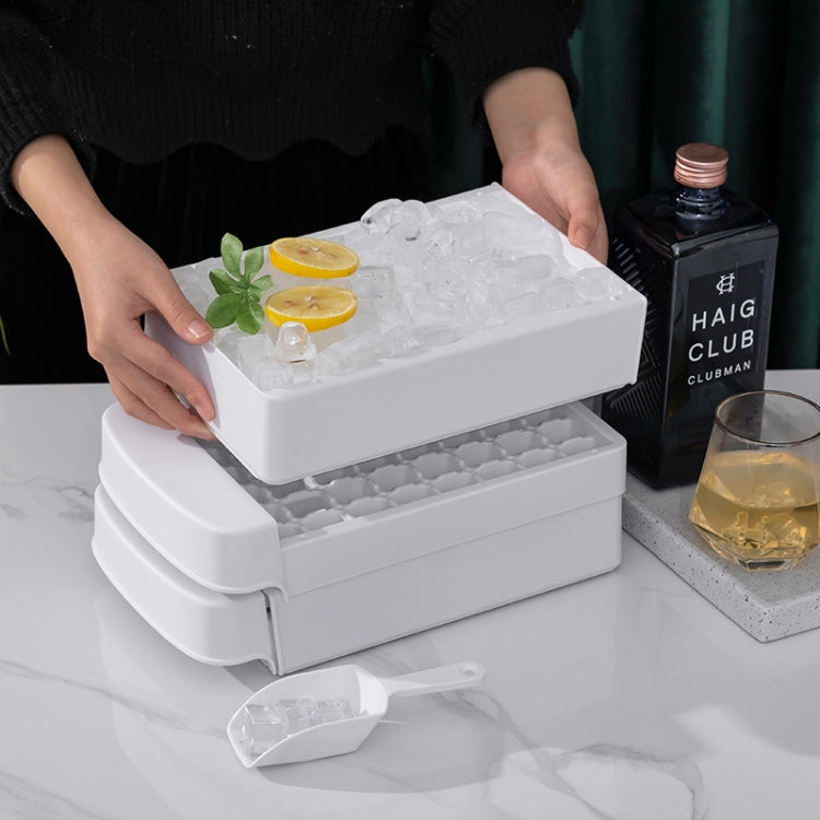 2 PCS Home Drawer Plastic Ice Tray Mould Refrigerator Ice Box(White)