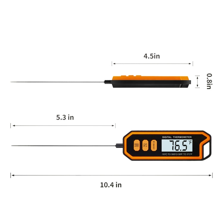 TP109 Stainless Steel Probe Waterproof Food Thermometer(Orange + Black)