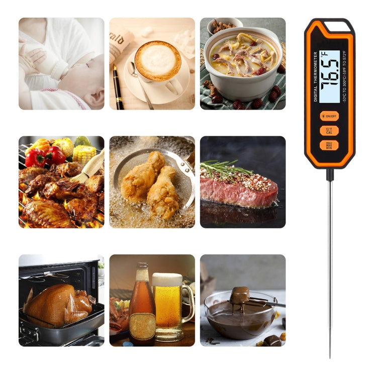 TP109 Stainless Steel Probe Waterproof Food Thermometer(Orange + Black)