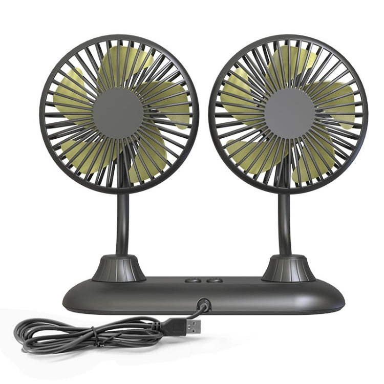 F503 Double Head Hose USB Car Mini Fan Home Car Dual-purpose Multi-function Fan