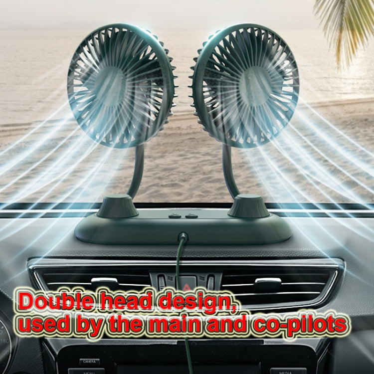 F503 Double Head Hose USB Car Mini Fan Home Car Dual-purpose Multi-function Fan