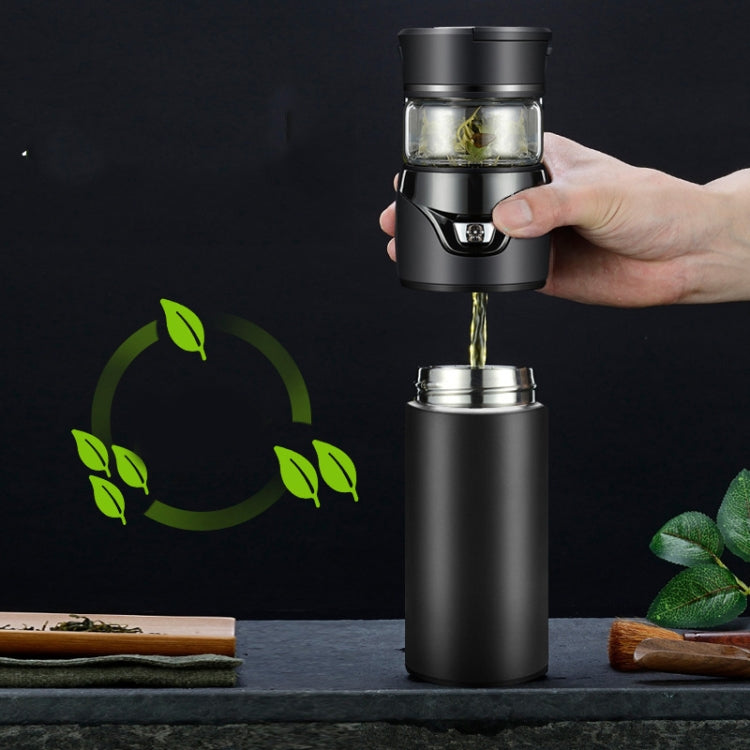 101-500ML Insulation Cup Tea Water Separation Tea Cup,Style: Black+Gift Box
