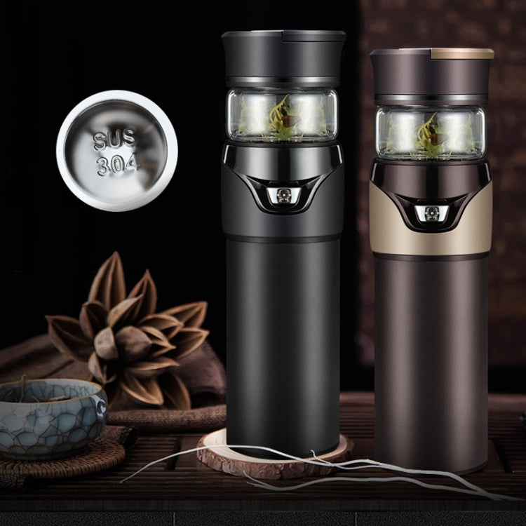 101-500ML Insulation Cup Tea Water Separation Tea Cup,Style: Glass Black+Gift Box
