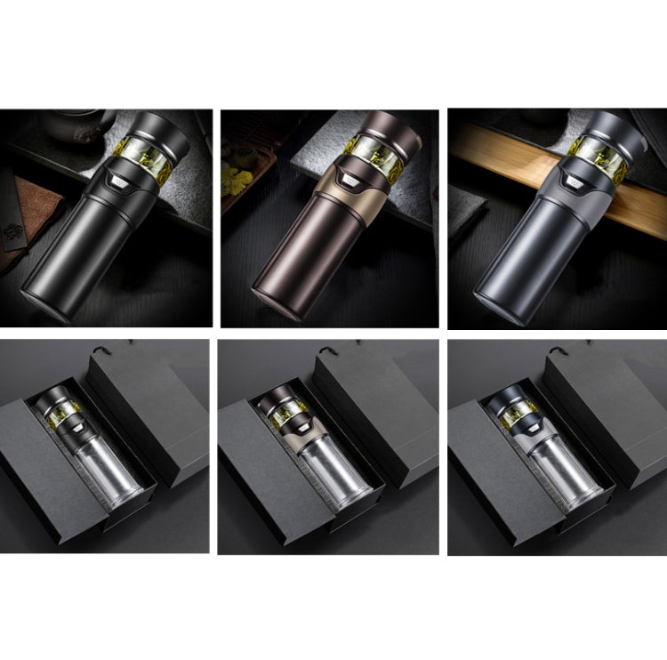 101-500ML Insulation Cup Tea Water Separation Tea Cup,Style:  Black Double Cup+Gift Box