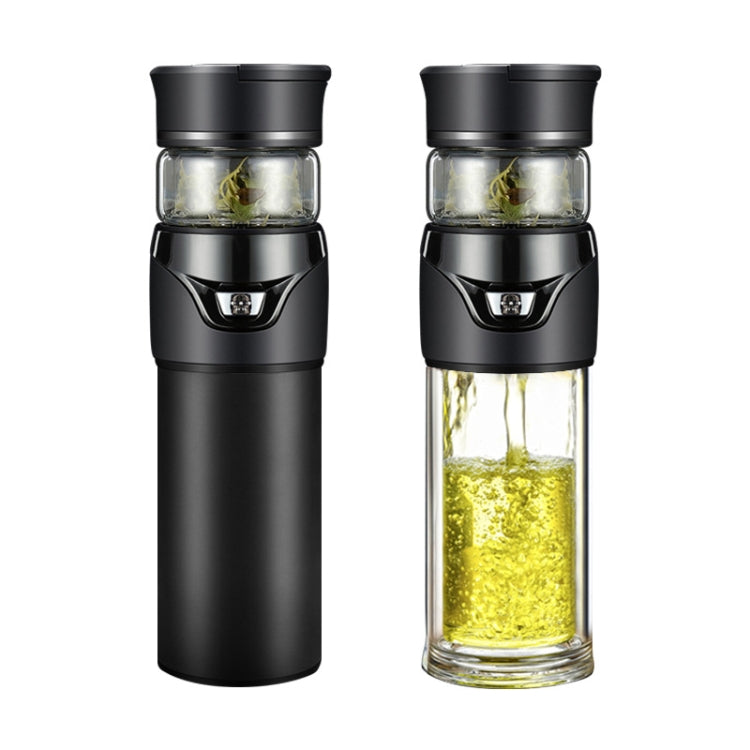 101-500ML Insulation Cup Tea Water Separation Tea Cup,Style:  Black Double Cup+Gift Box