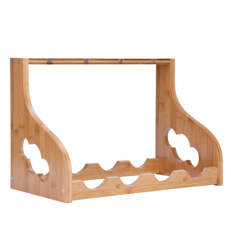 Bamboo Wine Rack Wine Glass Upside Down Rack Wine Bottle Rack(1 Layer)