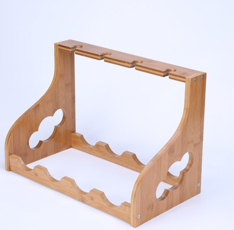 Bamboo Wine Rack Wine Glass Upside Down Rack Wine Bottle Rack(1 Layer)