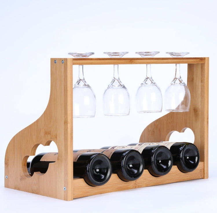 Bamboo Wine Rack Wine Glass Upside Down Rack Wine Bottle Rack(1 Layer)