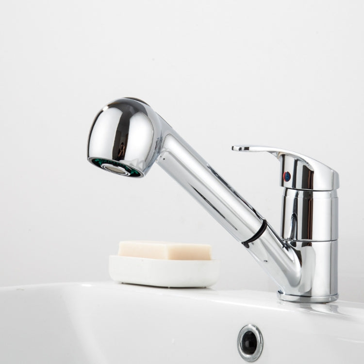 Pull-Out Hot And Cold Telescopic Scrubbed Water Tank Faucet, Specification: Copper Chrome