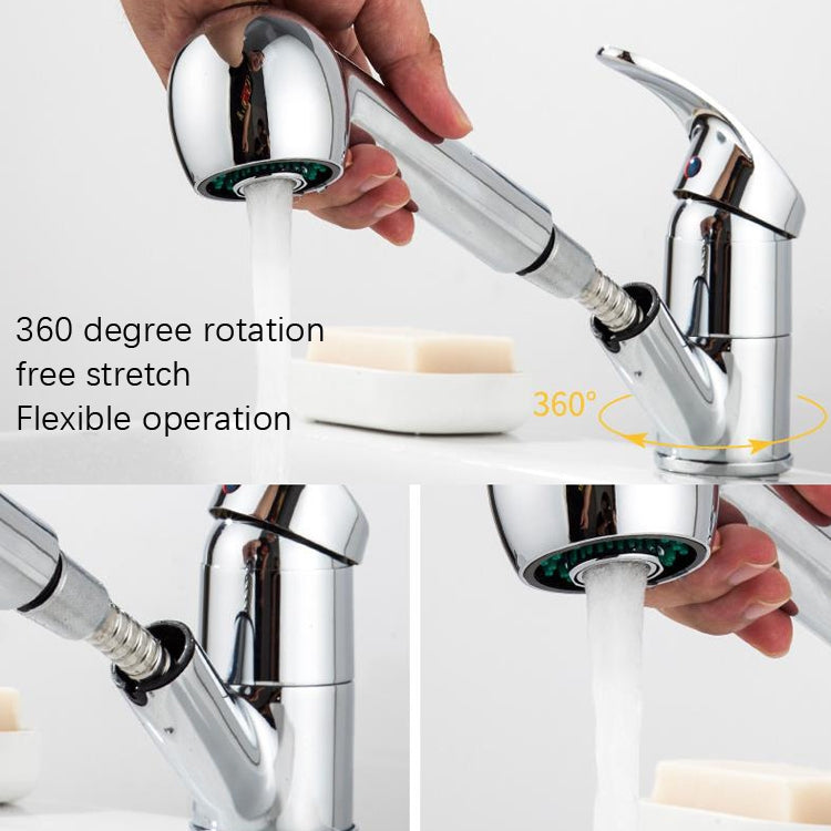 Pull-Out Hot And Cold Telescopic Scrubbed Water Tank Faucet, Specification: Copper Chrome