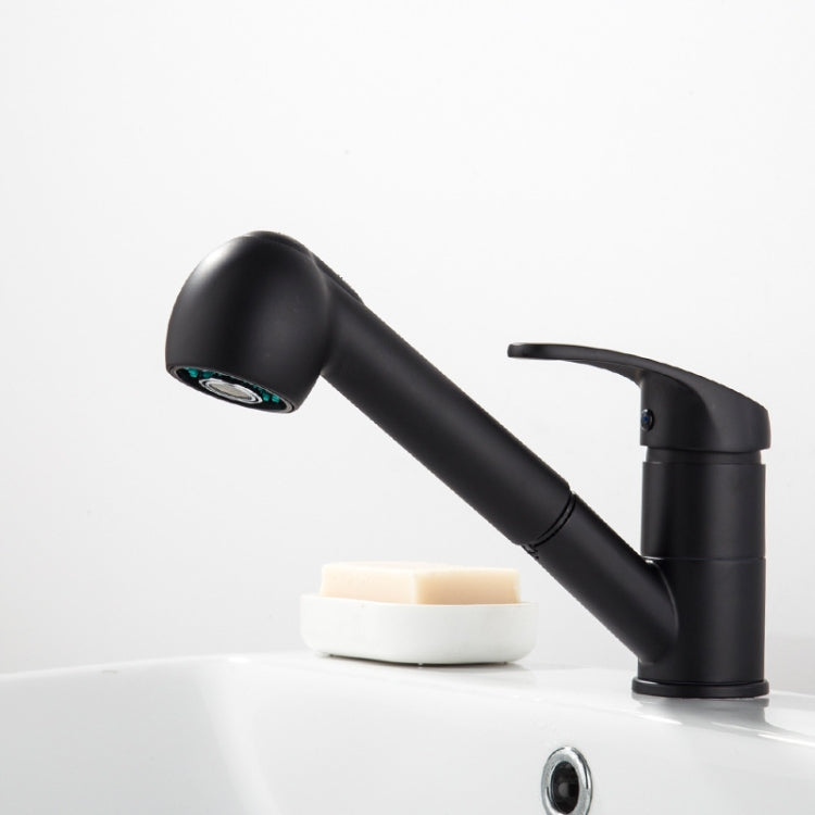 Pull-Out Hot And Cold Telescopic Scrubbed Water Tank Faucet, Specification: Zinc Alloy Black