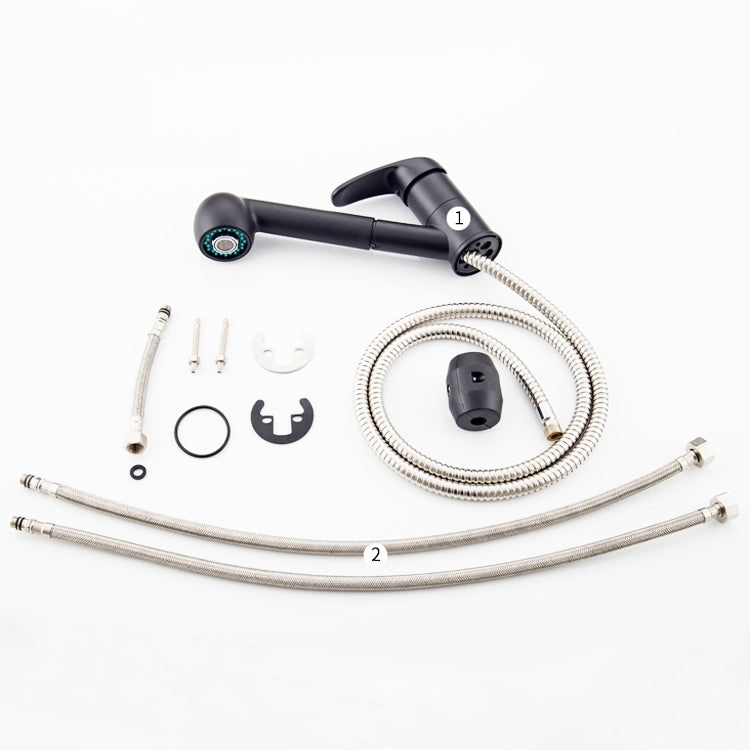 Pull-Out Hot And Cold Telescopic Scrubbed Water Tank Faucet, Specification: Zinc Alloy Black