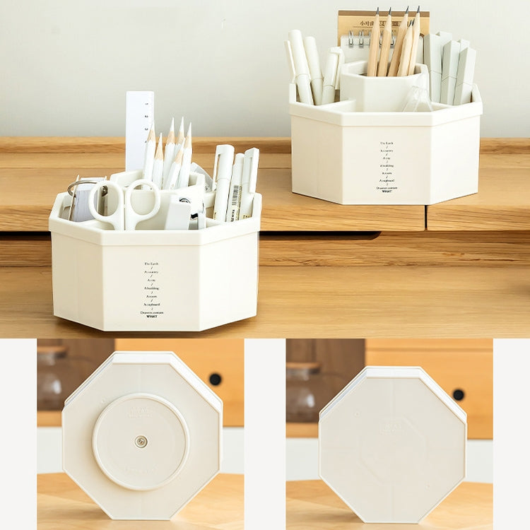 Simple Modern Large Capacity Office Desktop Storage Pen Holder, Colour: White Rotary