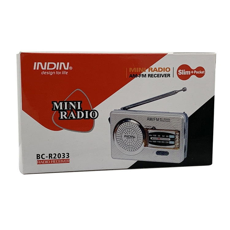 BC-R2033  AM FM Radio Telescopic Antenna Full Band Portable Radio Receiver(Silver Gray)