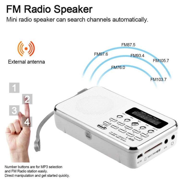 L-938 FM  Rechargeable Radio Supports Card MP3 Playback