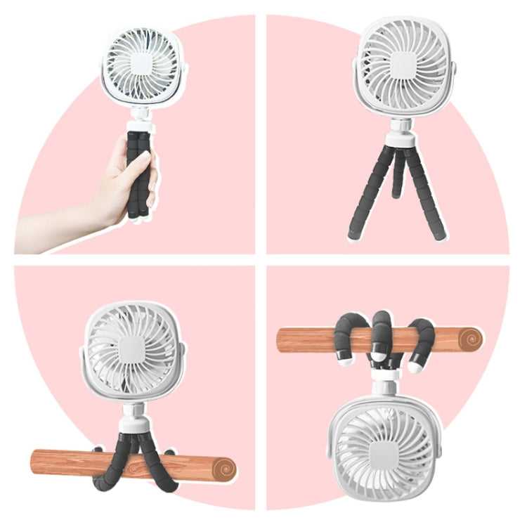 Octopus Stroller Deformation Fan Desktop Portable Handheld USB Small Fan, Colour: 2200mAh Pink
