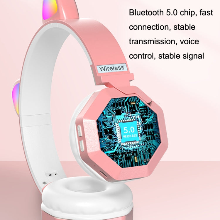 LS020 Glowing Folding Cat Ears Wireless Bluetooth Sports Headset