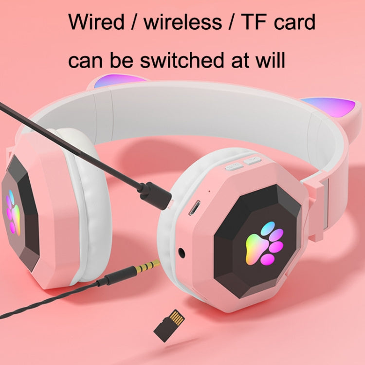 LS020 Glowing Folding Cat Ears Wireless Bluetooth Sports Headset