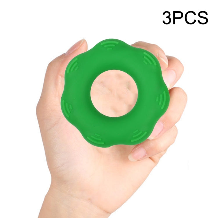 3 PCS Hand Exercise Massage Bump Gear Type Silicone Grip Ring, Style: 50LB (Dark Green)
