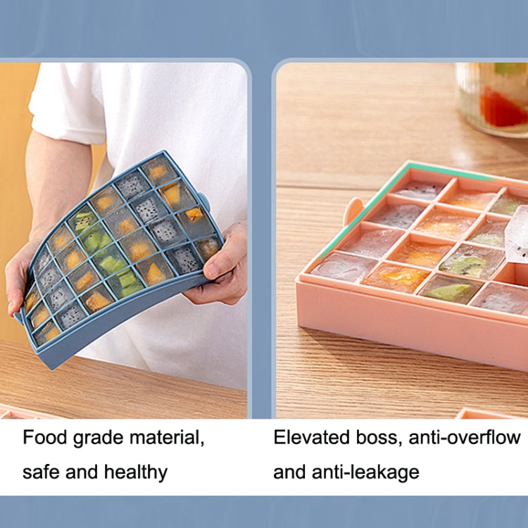Homemade Food Supplement Popsicle Ice Cube Silicone Mold With Lid, Style: 28 Grid (Pink)