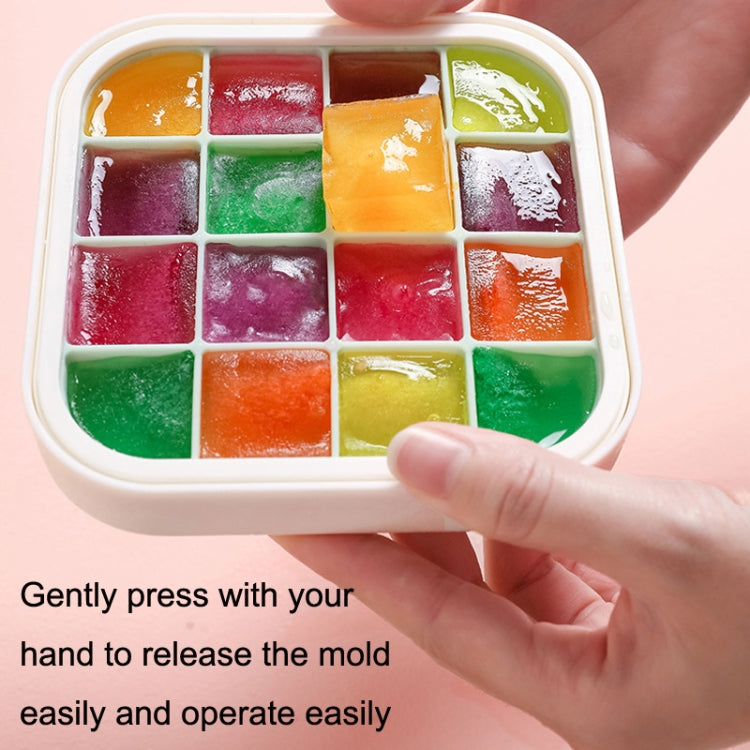 2 PCS 16 Grid Silicone Soft Bottom Homemade Ice Tray Mold With Cover