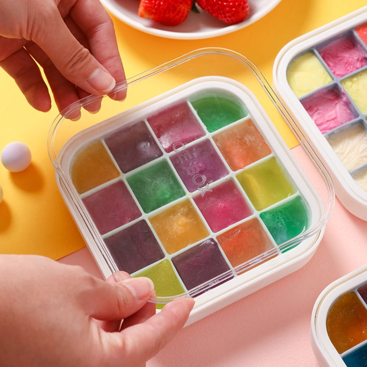 2 PCS 16 Grid Silicone Soft Bottom Homemade Ice Tray Mold With Cover