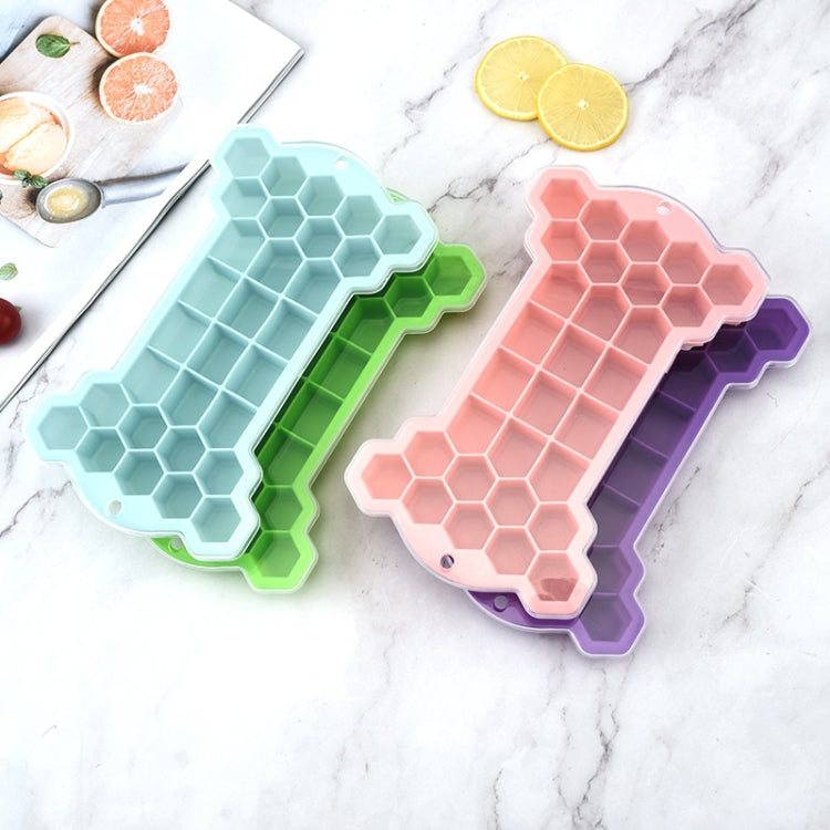2 PCS 30 Grid Bone Honeycomb Silicone Ice Cube Mold with Lid