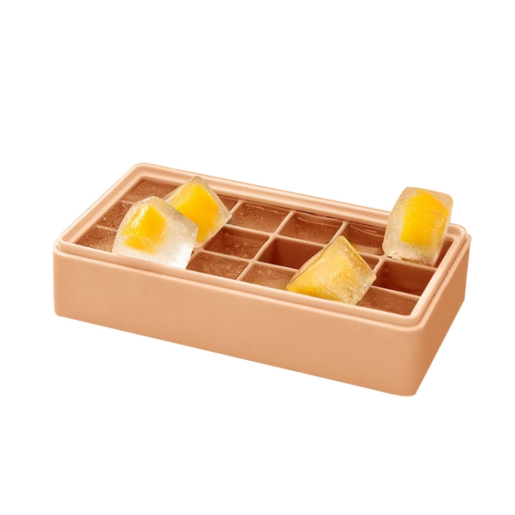 Home Refrigerator Silicone Ice Tray Mold with Lid, Style: 18 Grid (Yellow)